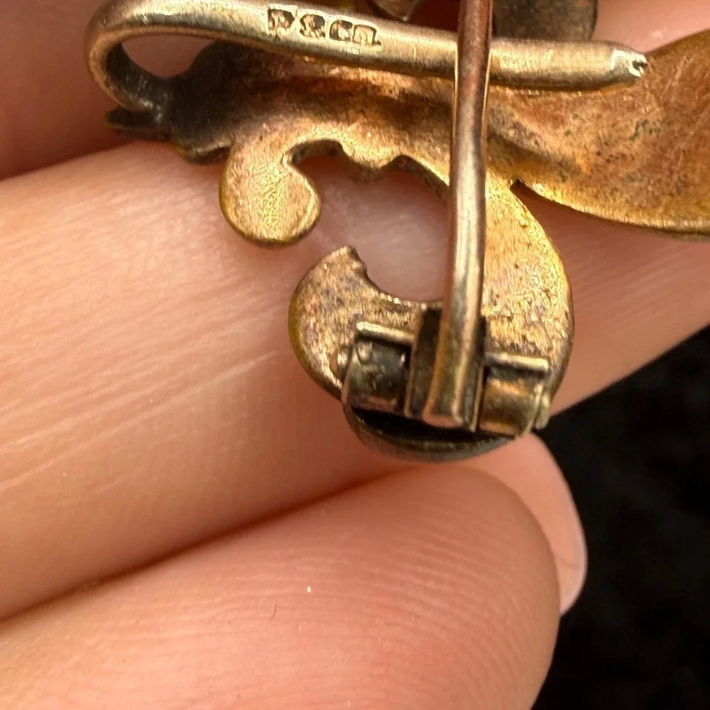 Vintage Gold Filled Watch Chain Brooch Fleur-de-lis